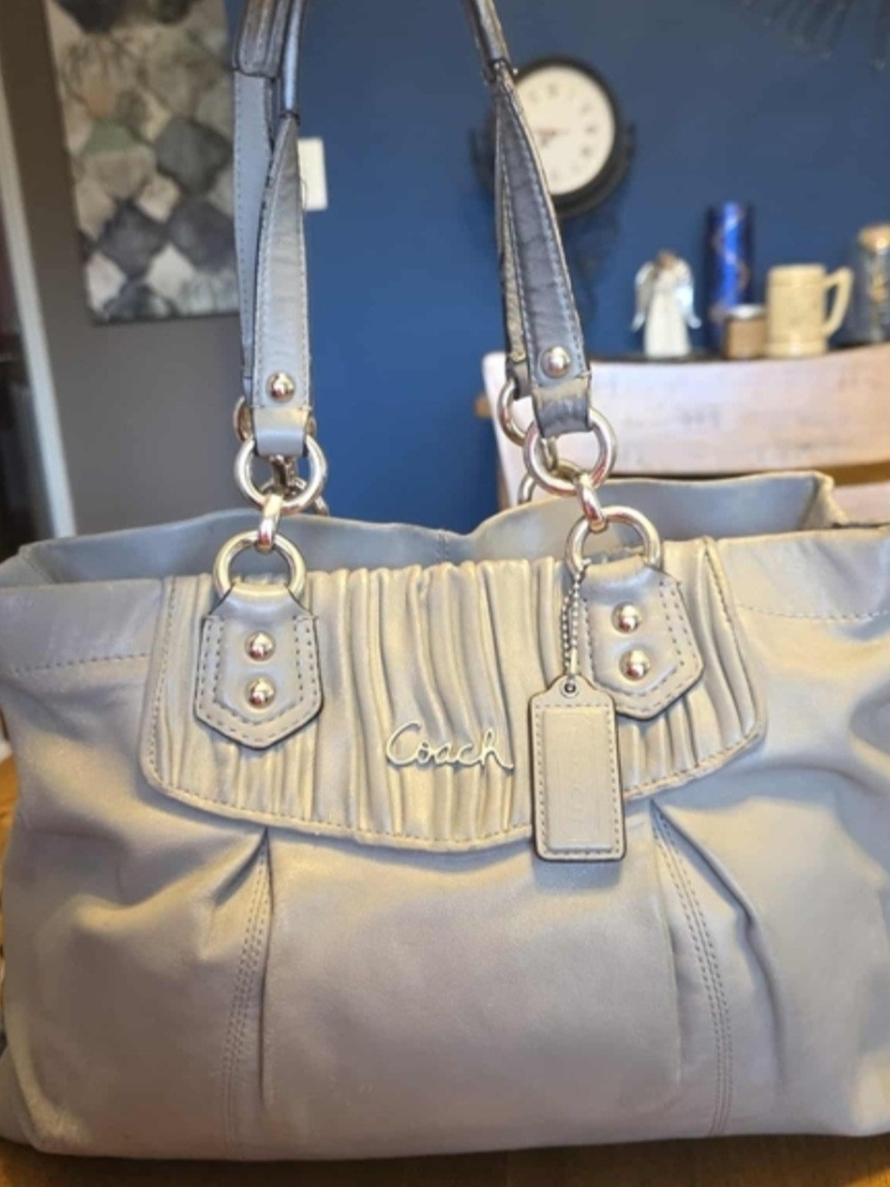 Coach Ashley Gathered Leather Satchel F19425